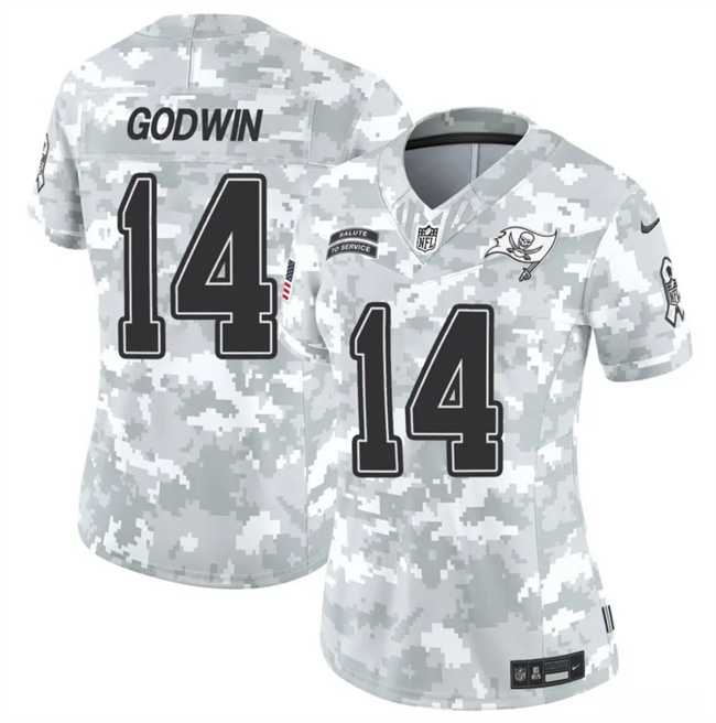 Womens Tampa Bay Buccaneers #14 Chris Godwin 2024 F.U.S.E Arctic Camo Salute To Service Limited Stitched Jersey Dzhi